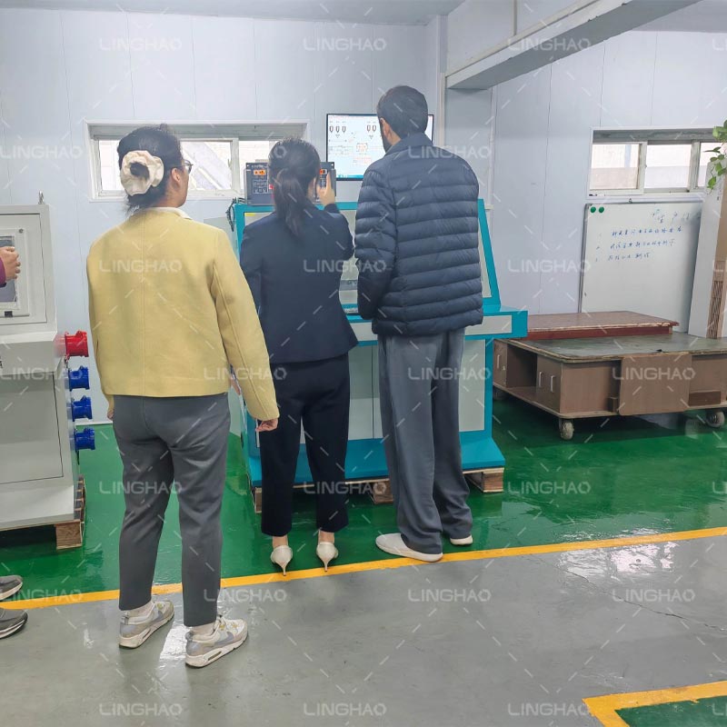 Client touring the raw material and painting workshops during the factory visit