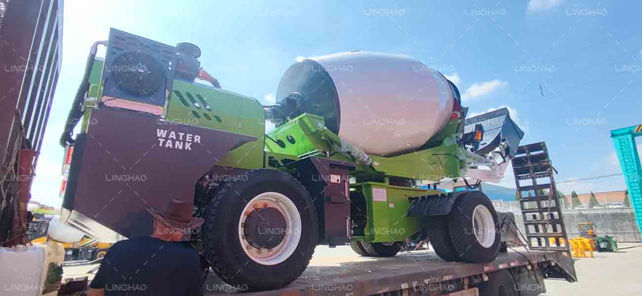 5.5 cubic meter self-loading concrete mixers loaded for shipment to Turkey