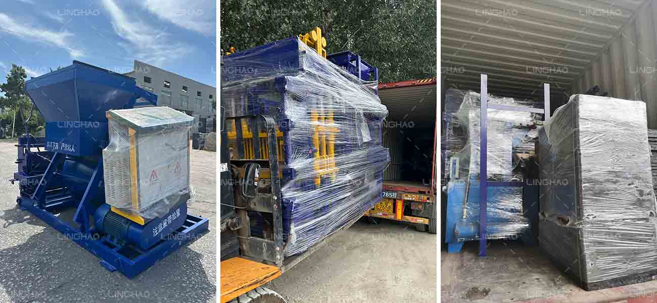 QT4-15 concrete brick machine prepared for shipment to Indonesia by SanqGroup