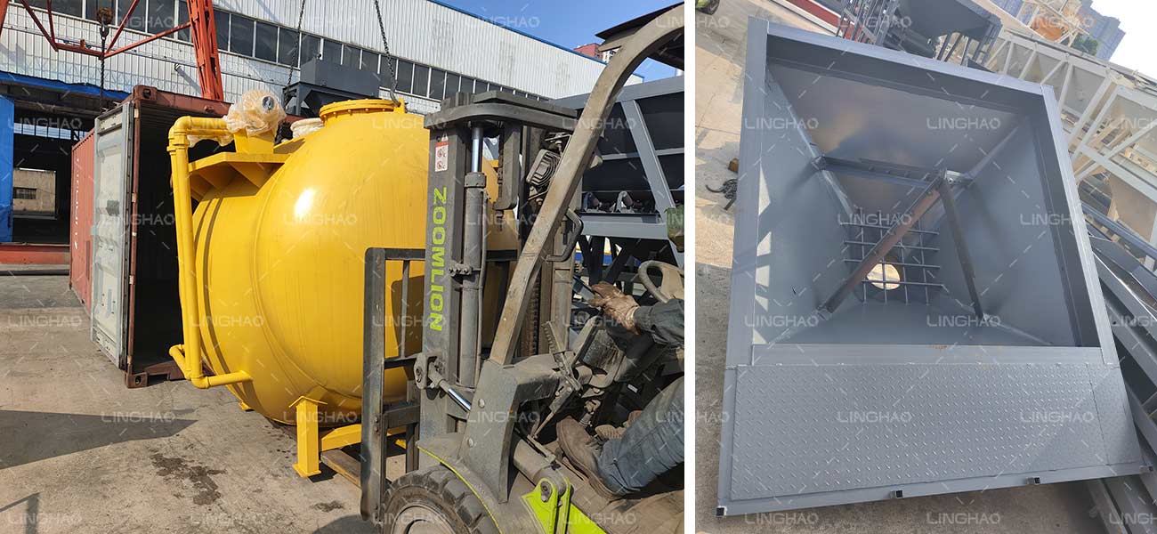 HZS60 concrete batching plant and brick machine prepared for shipment to Somalia