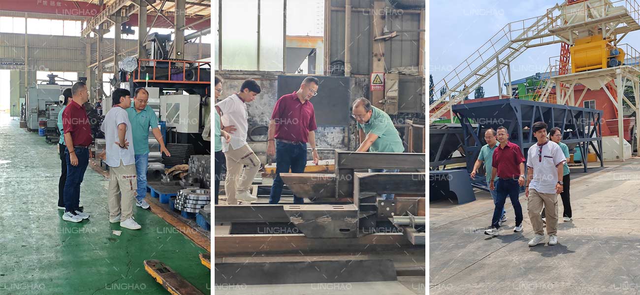 Nepalese customer touring SanqGroup's concrete machinery production line on August 8, 2025