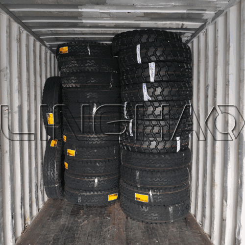 Close-up of tire batch with quality inspection tags—meeting stringent client requirements