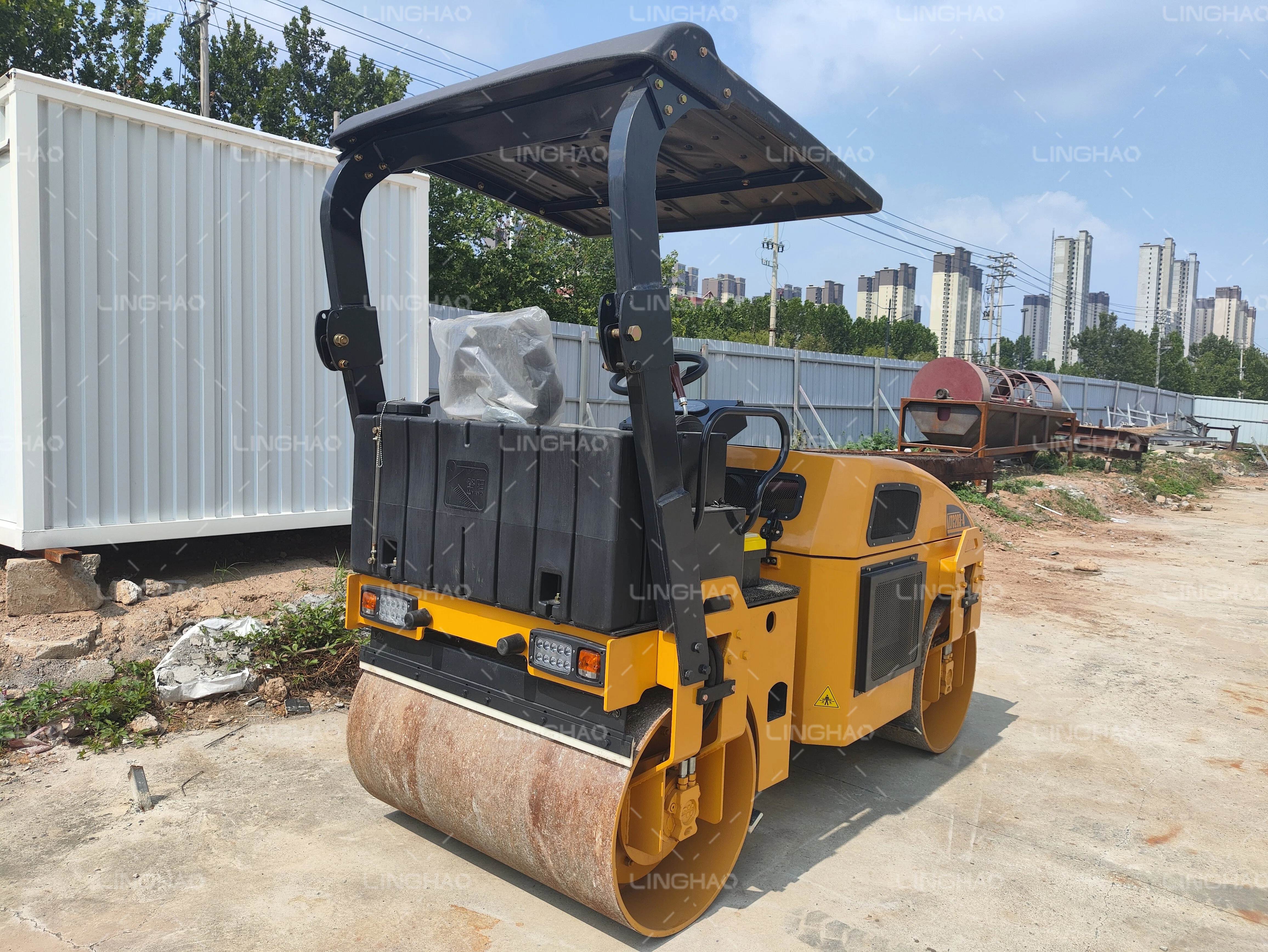 Sales representative Mitja inspecting HZS25 spare parts including mixing blades and control modules before dispatch