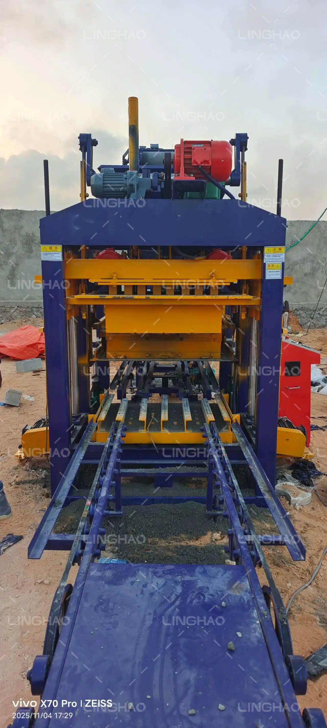 Brick making machine and HZS60 control system undergoing final commissioning with Somali technical team