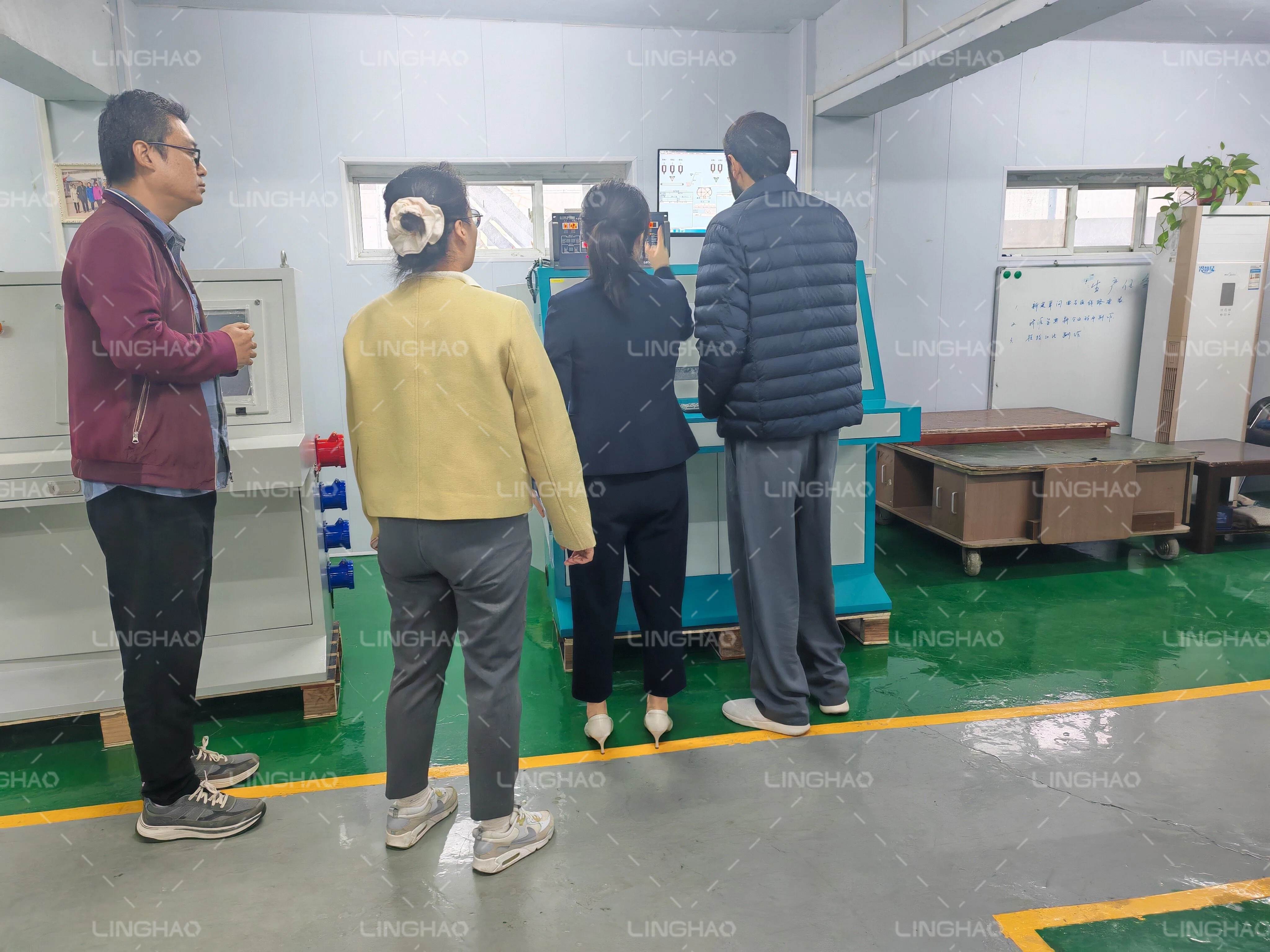 Client touring the raw material and painting workshops during the factory visit